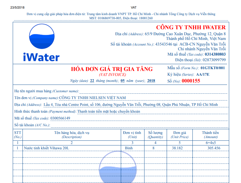 iWater – Dịch vụ cung cấp nước uống cho công ty có xuất hóa đơn VAT đầy đủ
