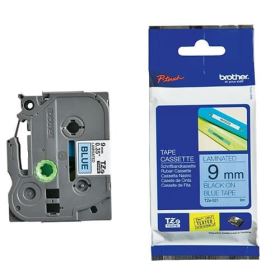 Nhãn in Brother TZe-521, Black on Blue, 9mm x 8m