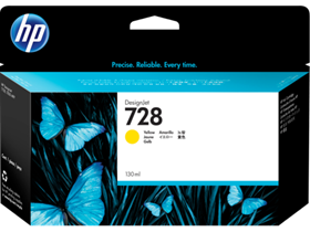 HP 728 130-ml Yellow DesignJet Ink Cartridge (F9J65A)
