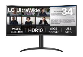 Màn hình LG 34WR55QK-B.ATV 34 inch cong VA WQHD 100Hz 5ms – Tỷ lệ 21:9, USB-C 65W, chân đế điều chỉnh nghiêng cao