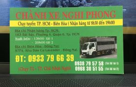 Chành xe Nghi Phong tuyến TP.HCM – Biên Hòa: Thông tin gửi và nhận hàng