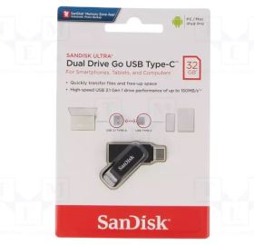 USB SanDisk Ultra Dual Drive Go 32GB – USB 3.2, 2 Đầu Type-C & Type-A, Thiết Kế Xoay, Màu Đen (SDDDC3-032G-G46)