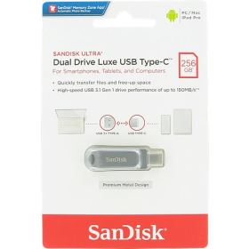 USB SanDisk Ultra Dual Drive Luxe 256GB – USB 3.2, 2 Đầu Type-C & Type-A, Vỏ Kim Loại, Thiết Kế Xoay (SDDDC4-256G-G46)