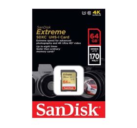 Thẻ nhớ SanDisk Extreme 64GB SDXC – UHS-I, Class 10, U3, V30, Tốc độ 170MB/s, Ghi 80MB/s (SDSDXV2-064G-GNCIN)
