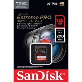 Thẻ nhớ SanDisk Extreme Pro 128GB SDXC – UHS-I, Class 10, U3, V30, Tốc độ 200MB/s, Ghi 90MB/s (SDSDXXD-128G-GN4IN)