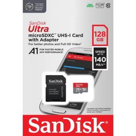 Thẻ nhớ SanDisk Ultra 128GB microSDXC – A1, Class 10, UHS-I, tốc độ 140MB/s, bảo hành 10 năm (SDSQUAB-128G-GN6MN)