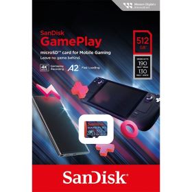 Thẻ nhớ SanDisk GamePlay 512GB microSDXC – A2, V30, tốc độ 190MB/s, dành cho mobile gaming, bảo hành 10 năm (SDSQXAV-512G-GN6XN)